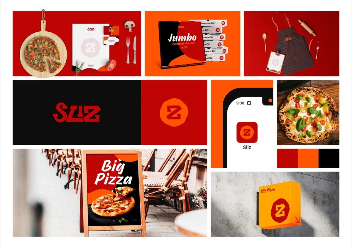 Fiktives Branding Konzept Sliz mit Logo und Anwendungsbeispielen
